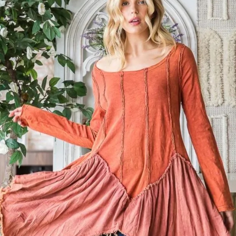 Bohemian Mineral Wash Flared Tunic